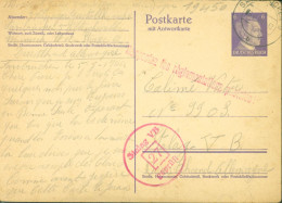 Guerre 40 Entier Hitler 6PF Violet CAD Saarbrücken 6 8 44 Ouvrier Belge STO En Allemagne Pour Stalag VIB Villigen - Prisoners Of War Mail