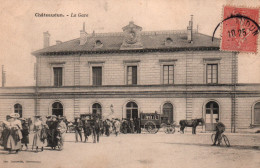 Châteaudun (Eure Et Loir) La Gare Extérieure, Diligence - Carte Laussedat Animée - Stations Without Trains