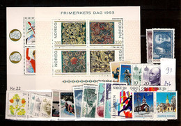 1993 MNH Norway Year Collection According To Michel System - Annate Complete