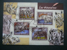 Rhinoceros. Nashörner  # Central African Republic # 2014 Used S/s #142 Rhino Mammals - Rhinoceros