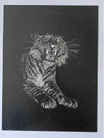 Dessin D'art - Gravure Sur Plaque De Métal - Animal - Tigre - Dim:18/24cm - Other & Unclassified