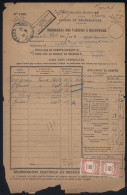 Taxe Yvert N° 58 En Paire Sur Bordereau Des Valeurs A Recouvrer N° 1485 - Oblitéré Tours - 11/1929 - 1859-1959 Lettres & Documents