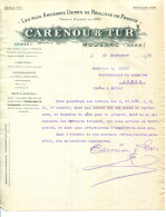 FACTURE.30.MOUSSAC.LES PLUS ANCIENNES USINES DE RÉGLISSE.CARÉNOU & TUR.MAISON D'ACHATS A SARAGOSSE,SEVILLE & CORDOUE. - Alimentos