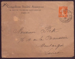 France, Enveloppe à En-tête " Congoléum SA " Paris Pour Montargis, 24 Janvier 1925 - Sonstige & Ohne Zuordnung