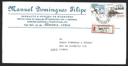 Letter Registered Albergaria Dos Doze, Memória, Leiria 1980. Airplane. Construction. Albergaria Dos Doze, Memória Leiria - Covers & Documents
