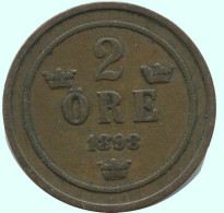 2 ORE 1898 SWEDEN Coin #AC866.2.U.A - Suecia