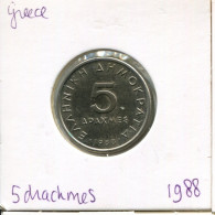 5 DRACHMES 1988 GRECIA GREECE Moneda #AK399.E.A - Griekenland