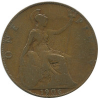 PENNY 1906 UK GROßBRITANNIEN GREAT BRITAIN Münze #AG862.1.D.A - D. 1 Penny