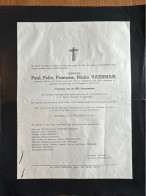 Mijnheer Paul Vaerman *1928 Balen Sur Vesdre +1947 Lausanne Zwitserland Hoboken Kuyl Verhaert - Décès