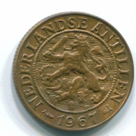 1 CENT 1967 NIEDERLÄNDISCHE ANTILLEN Bronze Fish Koloniale Münze #S11130.D.A - Niederländische Antillen