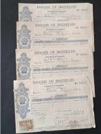 Lot De 4 Reçus De Banque De Bruxelles Succursale De Charleroi  - Année 1949 - 1900 – 1949