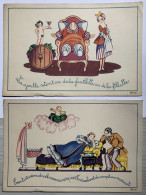 2 Carte Publicitaire - Belle Illustration Signée Jacqueline Duché  - Laboratoires Lescène - Pubblicitari