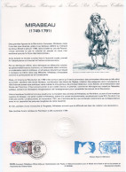 - Document Premier Jour LA RÉVOLUTION FRANCAISE : MIRABEAU (1749-1791) - BIGNON 25.2.1989 - - Rivoluzione Francese