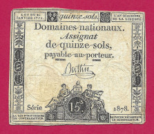 Assignat De Quinze Sols - Série 1878 - Signé Buttin - Assignats & Mandats Territoriaux