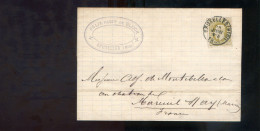 België OCB32 Gestempeld Op Brief Bruxelles-Mareuil-sur-Ay 1884 Perfect (2 Scans) - 1869-1883 Léopold II