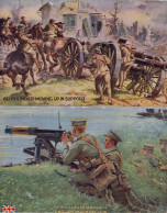 English Machine Gun 60 Pounder Moving Up In Support WW1 2x Postcard S - War 1914-18