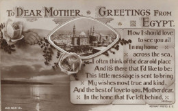 Dear Mother Greetings From Egypt Military RPC Old Postcard - War 1914-18