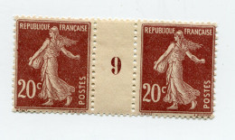 FRANCE N°139 ** EN PAIRE AVEC MILLESIME 9 ( 1909 ) - Millesimi