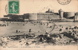 FRANCE - Saint Malo - Vue Sur La Grande Plage Et Le Château - L L - Animé - Vue Générale - Carte Postale Ancienne - Saint Malo