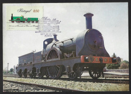 Postcard 125 Years Railway In Portugal. King D. Luís Locomotive. Towed Royal Train 1862. CP Railway Museum. CP Spoorwegm - Treinen