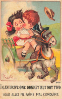 RIGHT * CPA Illustrateur Right * I Can Drive One Donkey But Not Two * Enfants Attelage âne - Right