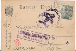 1942   NAZI EMBLEEM - CENSURA GUBERNATIVA MADRID - MADRID   TO GAND BELGICA    2 SCANS - Covers & Documents