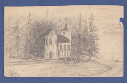 LOT DE. 3 DESSINS -  CRAYON  - AQUARELLE - CHAPELLE MAISON VOILIER - A IDENTIFIER - Zeichnungen