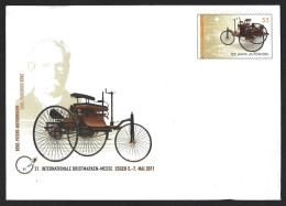 Stationery Chart 125th Years Of First Benz Automobile. Carl Friedriche Benz. Briefpapierkarte Zum 125-jährigen Jubiläum - Trains