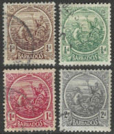 Barbados. 1921-24 Seal Of Colony. 4 Used Values To 2d. SG 219etc. M4077 - Barbades (...-1966)