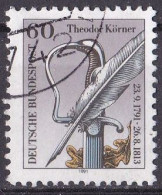 # (1559) BRD 1991 200. Geburtstag Von Theodor Körner O/used (A-5-7) - 1991-2000