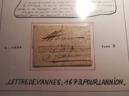 1673 Lettre Complète Avec Correspondance De Vannes Pour Lannion - Taxe 3 (peut Etre Envoyée Avec Ou Sans L'encart) - ....-1700: Precursors