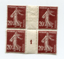 FRANCE N°139 ** TYPE SEMEUSE FOND PLEIN EN BLOC DE 4 AVEC MILLESIME 1 ( 1921 ) - Millesimes