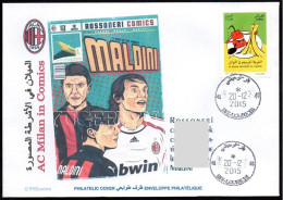 ARGELIA 2015 - Philatelic Cover - AC Milan In Comics - Maldini - Comic Fumetti Cartoons - Bandes Dessinées Italy - Comics