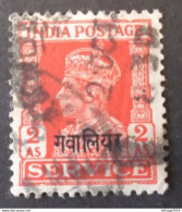 GWALIOR 1938 KING GEORGE IV SERVICE भारत ने अंग्रेजी का संरक्षण किया India Protectorates English - Gwalior