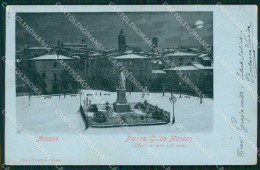 Arezzo Città Piazza Guido Monaco Chiaro Di Luna PIEGHINA Cartolina WX1368 - Arezzo