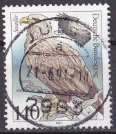 # (1542) BRD 1991 Tierschutz: Bedrohte Seevögel O/used VOLLSTEMPEL (A-5-7) - 1991-2000