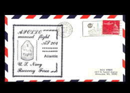 USA: 'Apollo-4 In Space – Splashdown – Rare Cachet From The Apollo-1 Accident [AS204], 1967', Kennedy Space Center [KSC] - USA