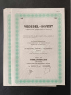 Action  De La Compagnie Vedebel Invest - Effect Van Tien Aandelen - Lot De 2 - Bank En Verzekering