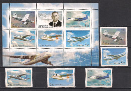 Russia 2006 Birth Centenary Of O.K.Antonov. Planes. MI 1295-99, Bl 85 - Nuevos