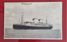 CARTE POSTALE CIRCULÉE À BARCELONA, SANS TIMBRE 1934 - P.fo "CONTE BIANCAMANO", Mediterraneo, Sud America Express - Péniches