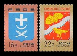 Russia 2017 Coat Of Arms Of Azov And Orehovo-Zuevo. Mi 2450-51 - Ongebruikt