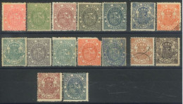 SPAIN, 1888/1903, REVENUE ADHESIVE STAMPS SET OF 16, MOSTLY MINT NO GUM (MNG), ONLY 3 STAMPS USED. - Unused Stamps