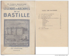 C1 Paris FUNCK BRENTANO Legendes Et Archives De LA BASTILLE Epuise PORT INCLUS FRANCE - History