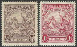 Barbados. 1925-35 Seal Of Colony. P14. ¼d, 1d MH. SG 229, 231. M4080 - Barbados (...-1966)