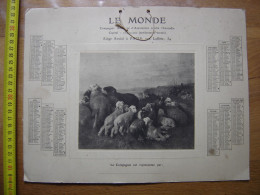 1935 Calendrier LE MONDE Compagnie D'Assurance Contre L'Incendie MOUTONS BREBIS - Tamaño Grande : 1921-40