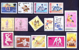 All Different 15 MNH Wrestling, Sports, Olympic Stamp - Ringen
