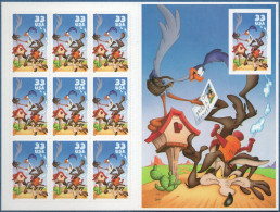 USA 2000 Coyote & Road Runner Imperforated In Foil Sheet, MNH Walt Disney - Bandes Dessinées