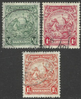 Barbados. 1925-35 Seal Of Colony. P13X12. ½d, 1d, 1½d. Used. SG 230a, 231c, 231da. M4081 - Barbados (...-1966)