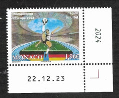 Monaco 2024 - Championnat D'Europe De Football ** (coin Daté) - Unused Stamps