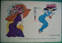 Cpa ILLUSTRATEUR Signée XAVIER SAGER La MODE En 1910 Femmes ROBES Et CHAPEAUX ,woman  FASHION DRESS , Large HAT , A/s - Sager, Xavier